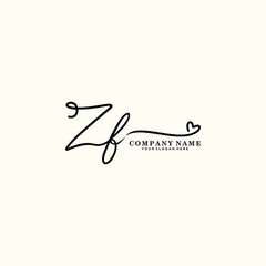 ZF initials signature logo. Handwriting logo vector templates. Hand drawn Calligraphy lettering Vector illustration.
