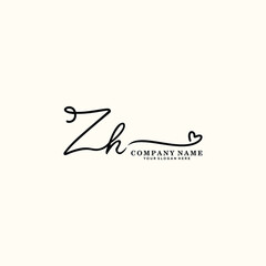 ZH initials signature logo. Handwriting logo vector templates. Hand drawn Calligraphy lettering Vector illustration.
