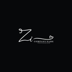 ZI initials signature logo. Handwriting logo vector templates. Hand drawn Calligraphy lettering Vector illustration.
