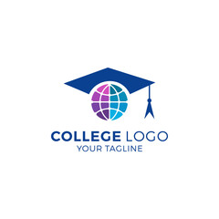 College logo design template. Vector illustration of icon