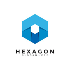 Abstract hexagon logo vector. Cube logo. Creative geometric logo design concept.