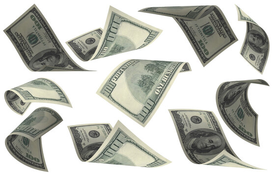 Dollar, Paper Money Set, American Banknote, Flying Money, 3D Render