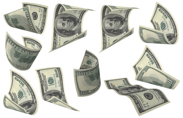 Dollar, Paper Money Set, American Banknote, Flying Money, 3D Render