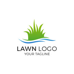 Fototapeta na wymiar Lawn Logo Design Vector Illustration