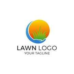 Lawn Logo Design Vector Illustration