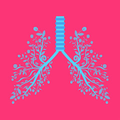 Pulmonology concept. Lungs healthcare persons. Internal organ inspection check for illness, disease or problems. Flat vector illustration