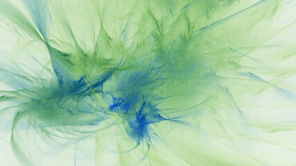 Abstract blue and green fantastic clouds. Colorful fractal background. Digital art. 3d rendering.