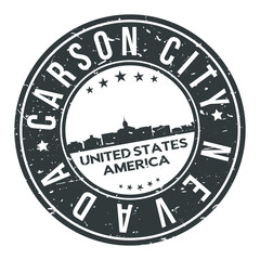 Carson Nevada USA Stamp Logo Icon Symbol Design Skyline City.