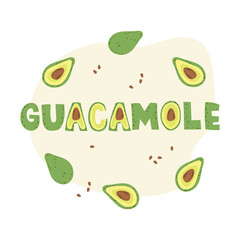 Guacamole lettering card design. Vector illustration.