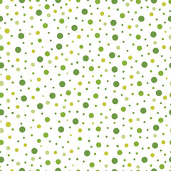 Abstract polka dots background. White seamless pattern with green circle Design