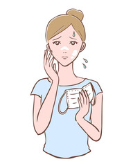 マスクによる化粧崩れに悩む女性