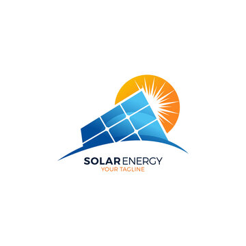 Solar panel energy electric electricity logo design vector template