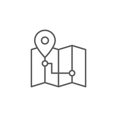 Route on map vector icon symbol isolated on white background