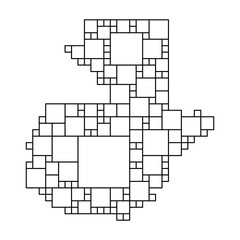 Guatemala map from black pattern from a grid of squares of different sizes . Vector illustration.