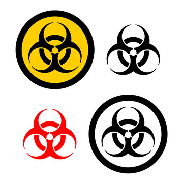 Biohazard sign, a set of four pieces of different colors. Vector illustration.