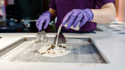 making a delicious ice cream rolls