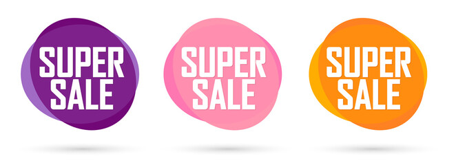 Set Mega Sale bubble banners design template, discount tags, app icons, vector illustration