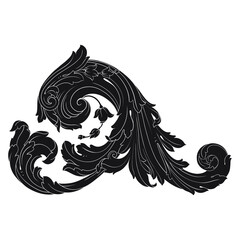 Fototapeta premium Vintage Ornament Element in baroque style with filigree and floral engrave the best situated for create frame, border, banner. It's hand drawn foliage swirl like victorian or damask design arabesque.