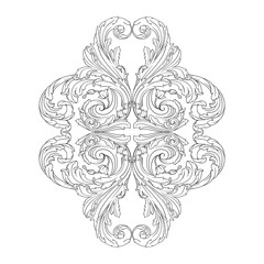 Vintage Ornament Element in baroque style with filigree and floral engrave the best situated for create frame, border, banner. It's hand drawn foliage swirl like victorian or damask design arabesque.