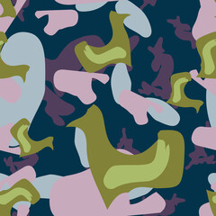 UFO camouflage of various shades of blue, green, violet and pink colors