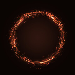 Round banner with gold twinkling lights, vector