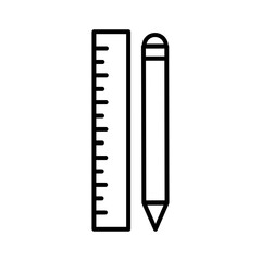 Ruler and pencil line style icon design, Instrument tool work measurement lenght object inch long and distance theme Vector illustration