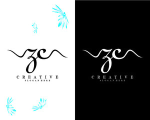 zc, cz creative handwriting logo letter vector  design