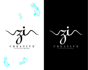 zi, iz creative handwriting logo letter vector  design