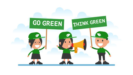 Group of people hold signs 