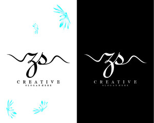 zs, sz creative handwriting logo letter vector  design