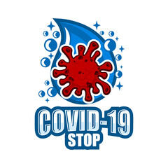 Modern Covid-19 Coronavirus logo.Vector illustration.