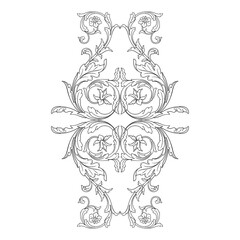 Vintage Ornament Element in baroque style with filigree and floral engrave the best situated for create frame, border, banner. It's hand drawn foliage swirl like victorian or damask design arabesque.