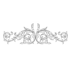 Vintage Ornament Element in baroque style with filigree and floral engrave the best situated for create frame, border, banner. It's hand drawn foliage swirl like victorian or damask design arabesque.