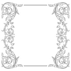 Vintage Ornament Element in baroque style with filigree and floral engrave the best situated for create frame, border, banner. It's hand drawn foliage swirl like victorian or damask design arabesque.