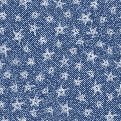 Jeans background with stars. Vector Denim seamless pattern
