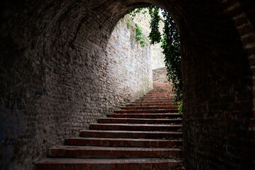 Serbia - Exit from an archway of the Petrovaradin Fortress near Novi Sad