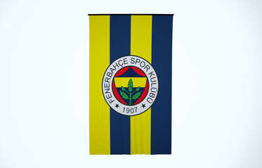 Fenerbahçe Sports Club Flag, Wavy Fabric Flag, Football Team Flag, 3D Render