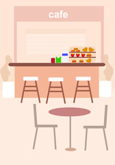 Fast food cafes in the building, vector graphics