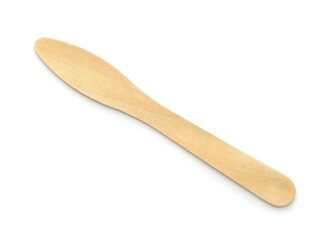 Top view of disposable wooden ice cream spoon