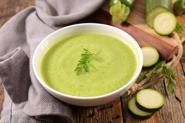 bowl of creamy zucchini soup