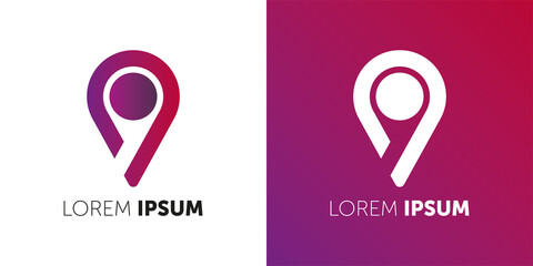 Logo Location map symbol vector design template. Geo point logotype. Looped impossible infinite shape geographic icon.EPS 10