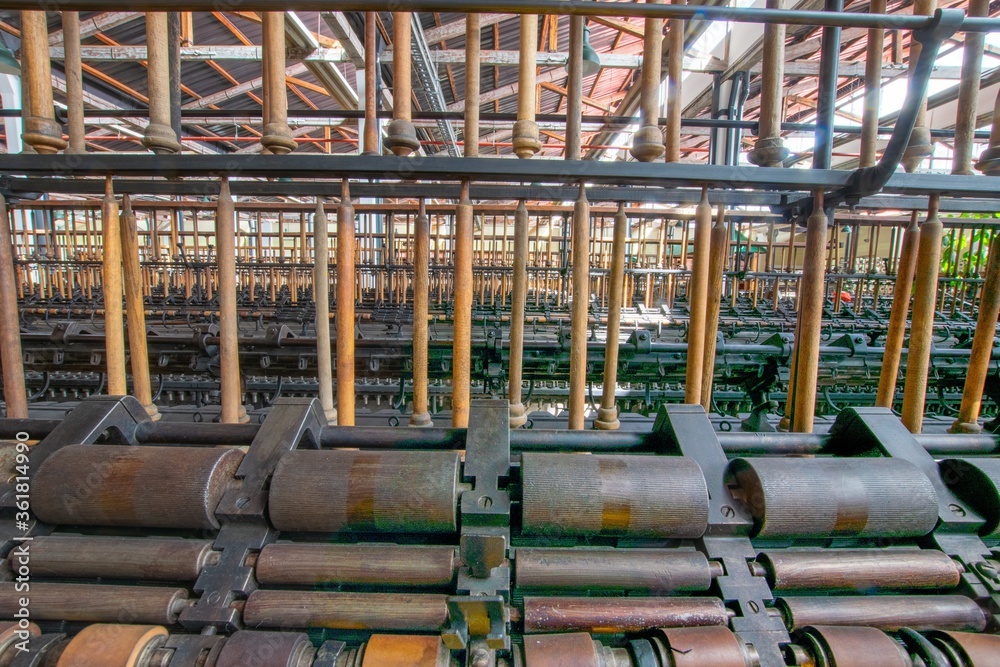 Canvas Prints Manufacturing factory with iron pipes