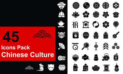 Naklejka premium glyph icons pack about chinese culture and modern festivals celebrate the new year with ornament lantern decorations Lotus flower