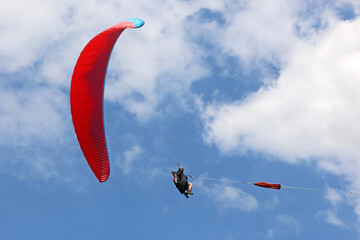 Paraglider being towed on a winch launch