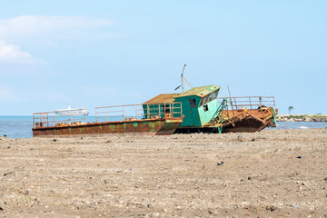 Fototapeta premium Abandoned ship on the Black Sea coast