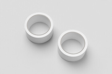 Two white duct tapes mockup on a grey background.