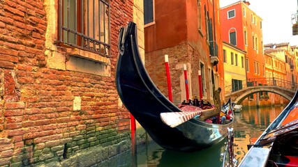 A photo of a traditional gondola in Venice in Italy © Shenzen Photo Lab