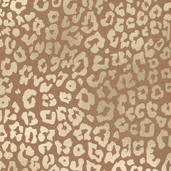 Champagne Gold Animal Print Pattern on Kraft Paper Background, Leopard