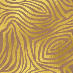 Gold Animal Print Pattern on Kraft Paper Background, Zebra
