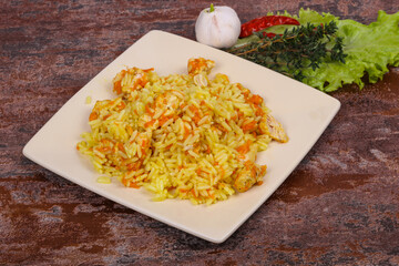 Traditional Pilaf with chicken and carrot